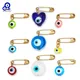 Lucky Eye 3pcs/lot Alloy Charm Brooch Safety Pin DIY Drop Oil Turkish Evil Eye Bead Brooch for Women