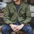 Maden-Veste en jean surdimensionnée pour homme vert armée vintage coupe-vent décontracté manteau