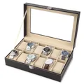Earch tiers de montre en cuir PU boîtes de rangement présentoir à bijoux 2 grilles 3 grilles 4