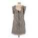 Banana Republic Casual Dress - Mini Plunge Short sleeves: Brown Dresses - Women's Size 12