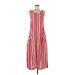 Chinti & Parker Casual Dress - Midi Scoop Neck Sleeveless: Red Stripes Dresses - Women's Size 8