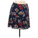 Market and Spruce Casual A-Line Skirt Knee Length: Blue Floral Bottoms - Women's Size Large