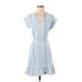 No Boundaries Casual Dress - Popover: Blue Stripes Dresses - Women's Size Small