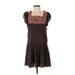 Free People Casual Dress - DropWaist Square Short sleeves: Brown Dresses - Women's Size X-Small