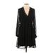 Zara Casual Dress - Mini Plunge Long sleeves: Black Print Dresses - New - Women's Size Small