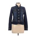 White House Black Market Denim Jacket: Short Blue Print Jackets & Outerwear - Women's Size 6