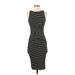 Philosophy Republic Clothing Casual Dress - Midi Crew Neck Sleeveless: Black Stripes Dresses - Women's Size Small