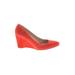 J.Crew Wedges: Red Print Shoes - Women's Size 10 - Almond Toe