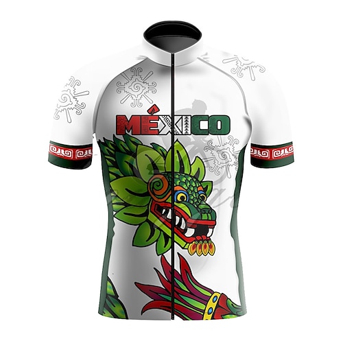 Herren Radtrikot Drache Lustig Kurzarm Fahhrad Trikot Oberteil mit 3 Gesäßtaschen Mountainbike MTB Straßenradsport Schnelltrocknend Reflektierende Streifen Rückentasche Feuchtigkeitsableitend Sport Image