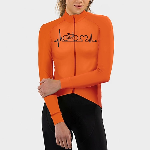 Damen Radtrikot Herz Grafik Lustig Langarm Fahhrad Trikot Oberteil mit 3 Gesäßtaschen Mountainbike MTB Straßenradsport Schnelltrocknend Reflektierende Streifen Rückentasche Feuchtigkeitsableitend Image