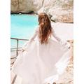 Women's White Dress Lace Dress Cover Up Long Dress Maxi Dress Lace up Lace Holiday Vacation Beach Maxi V Neck Long Sleeve Loose Fit White Color One-Size Size