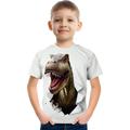 Kids Boys' T shirt Tee Short Sleeve Cat Dinosaur Graphic 3D Print Animal School Children Tops Active White Cat Bright white White cat