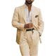 White Champagne Pink Men's Beach Wedding Linen Suits Solid Colored 2 Piece Fashion Daily Business Tailored Fit Single Breasted Two-buttons 2024