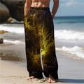 Men's Hawaiian Pants 3D Print Straight Leg Trousers Mid Waist Drawstring Elastic Waist Outdoor Street Holiday Summer Spring Fall Relaxed Fit Micro-elastic