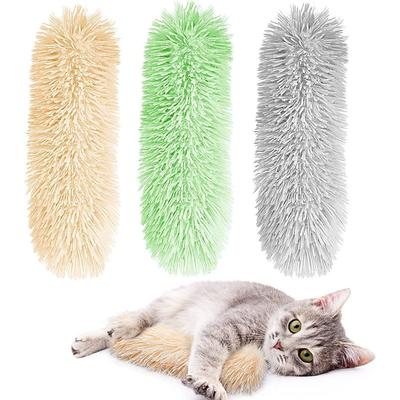 Cat Toy Plush Pillow Pet Strip Throw Pillow with Cat Mint Sticker Paper 3-color Pack