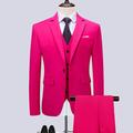 Burgundy White Red Men's Wedding Business Suits Business Formal Groom Suits 3 Piece Solid Colored Tailored Fit Single Breasted One-button 2024