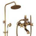 Shower Faucet,Shower System Set - Handshower Included pullout Waterfall Vintage Style / Country Antique Brass Mount Outside Ceramic Valve Bath Shower Mixer Taps