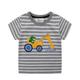 Toddler Boys T shirt Tee Cartoon Stripe Short Sleeve Crewneck Children Top Outdoor Fashion Daily Summer Spring Gray 3-7 Years