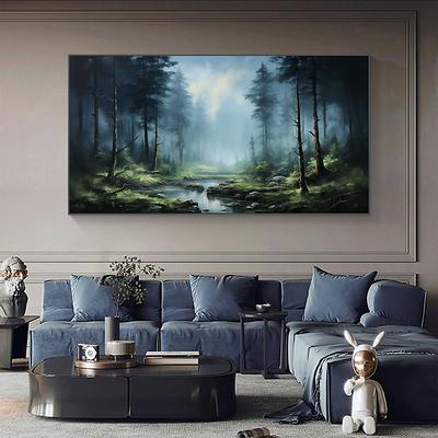 Large hand painted Abstract Forest Oil Painting On Canvas Green Tree Wall Art Original Nature Landscape Painting Custom Painting Modern artwork for Living Room Decor