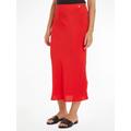 Midirock TOMMY HILFIGER "VISCOSE CREPE LONG SKIRT" Gr. 40, rot (fierce red) Damen Röcke Lange