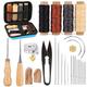 Leather Repair Sewing Kits, Leather Working Tools with Pro Waxed Thread, Large Eye Hand Sewing Needles, Versatile Awl, Heavy Duty Sewing Kit for Car, Upholstery, Vinyl, Canvas, Craft