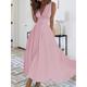 Women's White Dress Casual Dress Swing Dress Long Dress Maxi Dress Cotton Ruched Date Vacation Streetwear Maxi V Neck Sleeveless Black White Pink Color