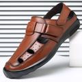 Men's Sandals Fishermen sandals Comfort Shoes Casual Beach Office Career Leather Breathable Magic Tape Black Brown Summer