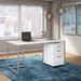 Kathy Ireland Office By Bush Furniture Method 60W Table Desk w/ 3 Drawer Mobile File Cabinet In White Wood in Brown | Wayfair MTH001WHSU