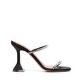 Gilda Crystal-embellished Metallic-leather Heeled Sandals - Black - AMINA MUADDI Heels