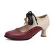 Women's Sandals Brogue Plus Size Outdoor Daily Color Block Booties Ankle Boots Lace-up Cuban Heel Round Toe Elegant Vintage Faux Leather Lace-up Wine Black Brown