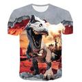 Kids Boys' T shirt Short Sleeve Dinosaur 3D Print Animal Print Gray Green Navy Black gray Children Tops Summer Active Daily Wear Regular Fit 4-12 Years