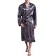 Men's Robe Bathrobe Silk Robe Silk Kimono 1 pcs Plain Stylish Casual Comfort Home Daily Bed Faux Silk Comfort Warm V Neck Long Sleeve Belt Included Fall Winter Black Red