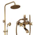 rubinetto doccia, set sistema doccia - doccetta inclusa cascata estraibile stile vintage / ottone antico country montaggio esterno rubinetti miscelatore doccia vasca da bagno con valvola in ceramica