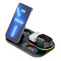 Vfedsrsge iPhone Charger Wireless Charging Station Upgraded 4 in 1 Wireless Charger Stand with Breathing Indicator with 30W Max Wireless Charger Stand Black