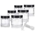 Clear Glass Straight Sided Jar Includes 3-1 Oz Clear Glass Jars And 3-2 Oz Clear Glass Jars (6 Pack) + Spatulas For Aromatherapy Essential Oils Travel And Home