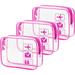 Toiletry Bag 3 Pcs Clear Toiletries Bags Quart Size Travel Makeup Cosmetic Bag for Women Men Carry on Airport Airline Compliant Bag (Rose Red)