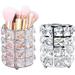 Part of 2 Crystal Makeup Brush Holder Vanity Brush Display Organizer Cosmetic and Jewelry Storage Luxury Pen Container Rose Gold Sliver Pencil Holder(Sliver-2)