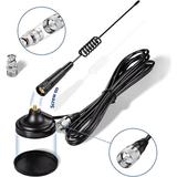 Eightwood CB Antenna 27MHz CB Radio Antenna PL259 & BNC Male Magnetic Base Handheld CB Antenna Compatible with Cobra Midland Uniden Maxon President Vehicle Car Truck Mobile CB Radio Handheld CB Radio