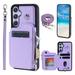 Compatible with Samsung Galaxy A14 5G PU Leather Clasp Flip Zipper Purse Case with Shoulder Strap Lanyard for Women Credit Card Holder Cell Accessories Phone Cover for Samsung Galaxy A14 5G Purple