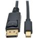 Eaton Tripp Lite Series Mini DisplayPort to DisplayPort Adapter Cable 4K (M/M) DP Latching Connector Black 10 ft. (3.1 m)