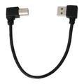 Delaman 20cm Printer Scanner Cable Printer Scanner Cable USB A Left Bend Male to USB B Left Bend Male Black Line