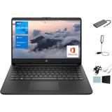 HP Stream 14 HD Display Student and Business Laptop Intel Celeron N4120 16GB Memory 64GB eMMC SD Card Reader Win11 Home 1 Year Office 365 Included Jet Black with Mazepoly Accessories