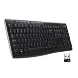 Logitech K270 Wireless Keyboard for Windows 2.4 GHz Wireless Full-Size Number Pad 8 Multimedia Keys 2-Year Battery Life Compatible with PC Laptop Black