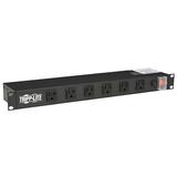 Tripp Lite 12-Outlet Rackmount PDU Power Strip Six Front & Six Rear Facing Outlets 15A 120V 15ft Cord with Right-Angle Plug Horizontal 1U Rack Mount Lifetime Manufacturer s Warranty (RS1215-RA)