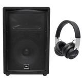 JBL JRX212 1000 Watt 12 2-Way DJ PA Speaker Bundle with Audio Technica Headphones