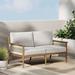 George Oliver Kyleon 55" Wide Outdoor Reversible Patio Sofa w/ Cushions Wood/Natural Hardwoods in Brown/White | 32 H x 55 W x 30 D in | Wayfair