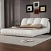 Latitude Run® Queen Size Luxury Bed w/ Thick Headboard, Queen Bed w/ Oversized Padded Backrest Upholstered/Faux in White | Wayfair