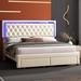 Wrought Studio™ Bed Frame w/ Two Storage Drawers & LED Headboard Acrylic Mirrored | 11 H x 77.9 W x 83.9 D in | Wayfair