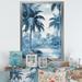 Wrought Studio™ Vintage Palm Trees Shadows I - Palms & Palm Trees Wall Art Living Room Metal in Blue | 32 H x 16 W x 1 D in | Wayfair