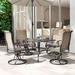 Red Barrel Studio® Swivel Patio Dining Set w/ Square Table Metal/Sling in Brown | 41.6 H x 20.1 W x 20.1 D in | Wayfair